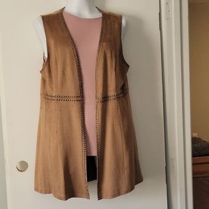 Long brown vest. Swede feel without the dry clean care. Lightweight. Xl
